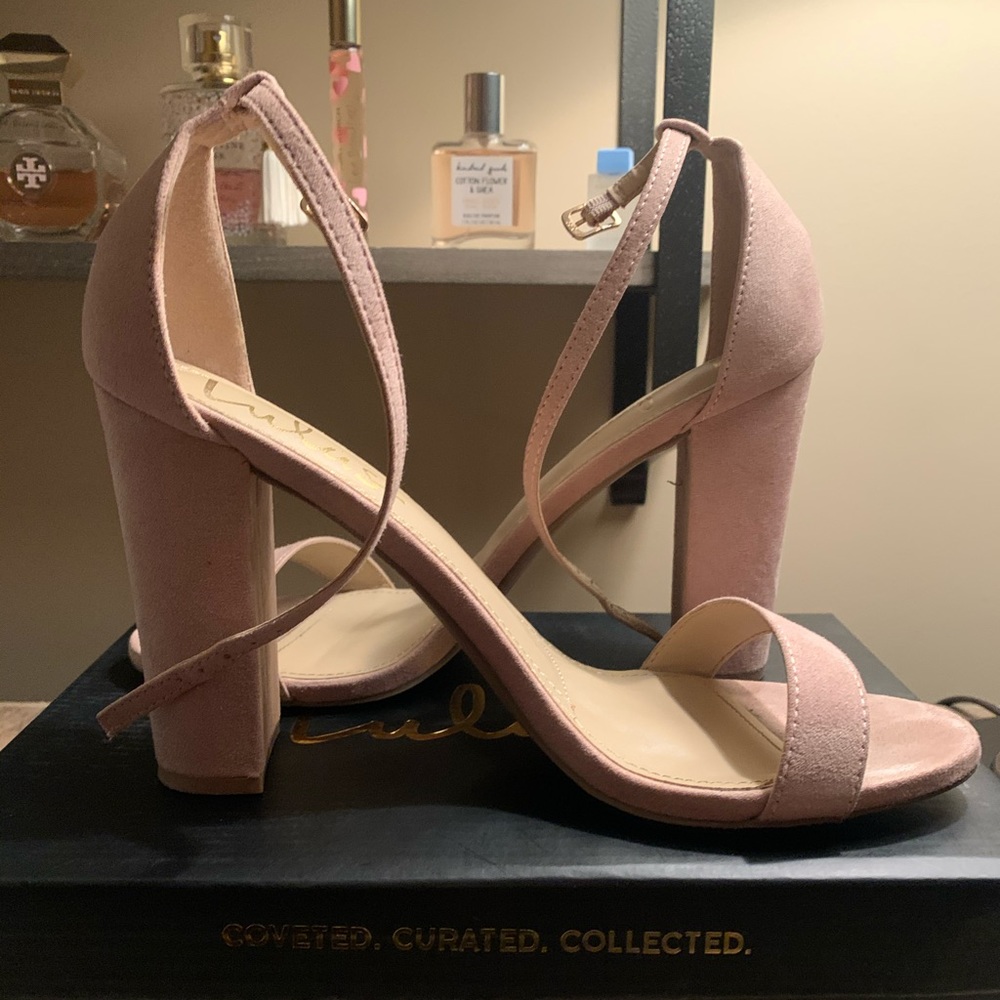 LuLu Suede Blush Block Heels